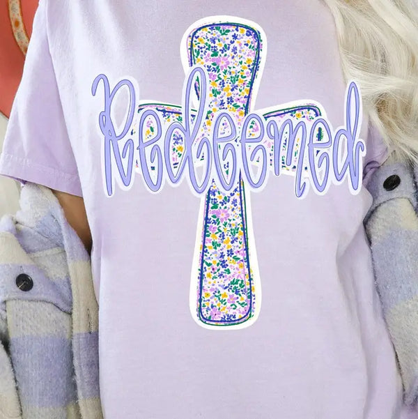 Redeemed Cross Floral Graphic Tee
