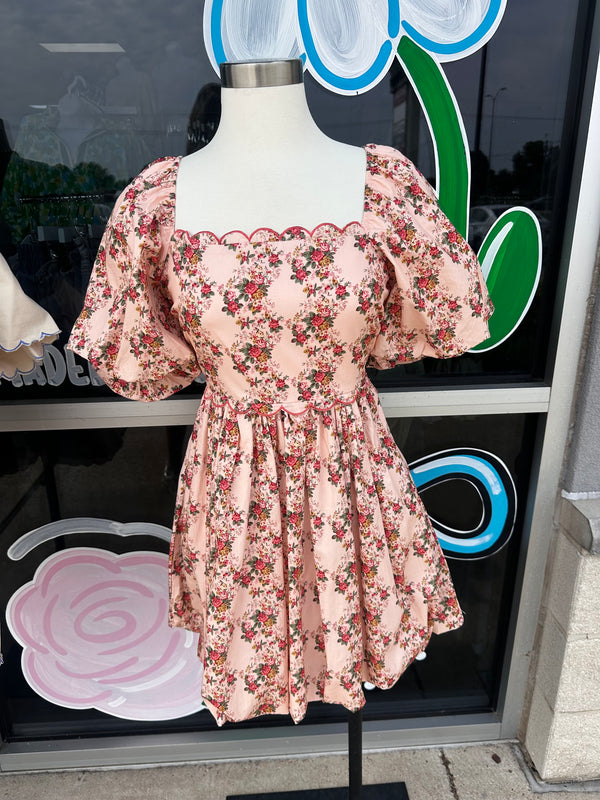 Better Times Floral Scallop Dress