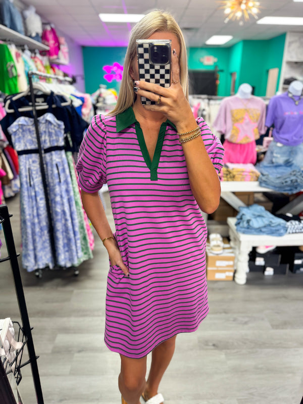 Stripe Dress - Purple