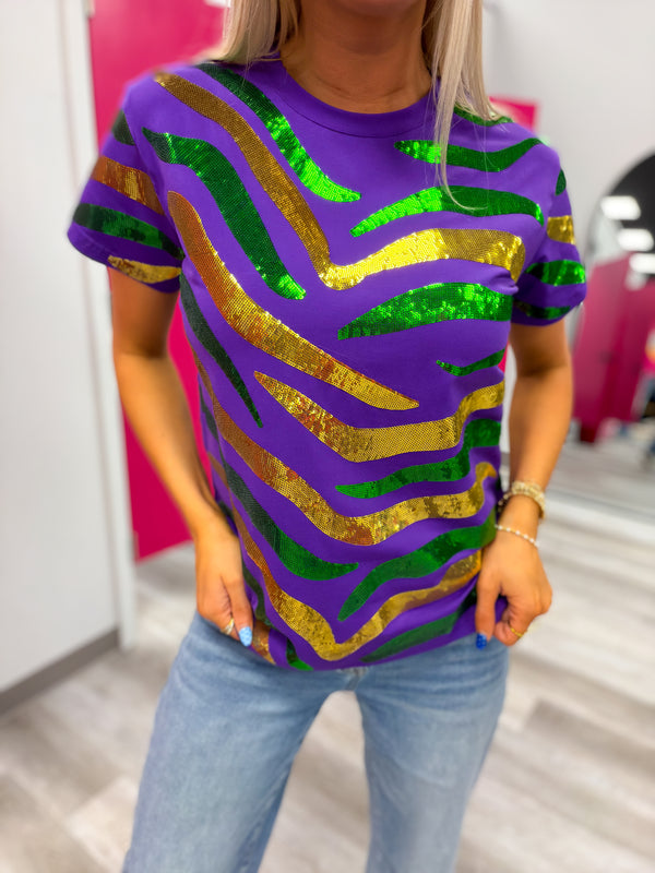 All That Glitters Tiger Stripe Top