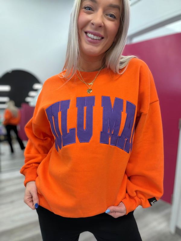 Orange and Purple Lulu Mac Embroidery Sweatshirt