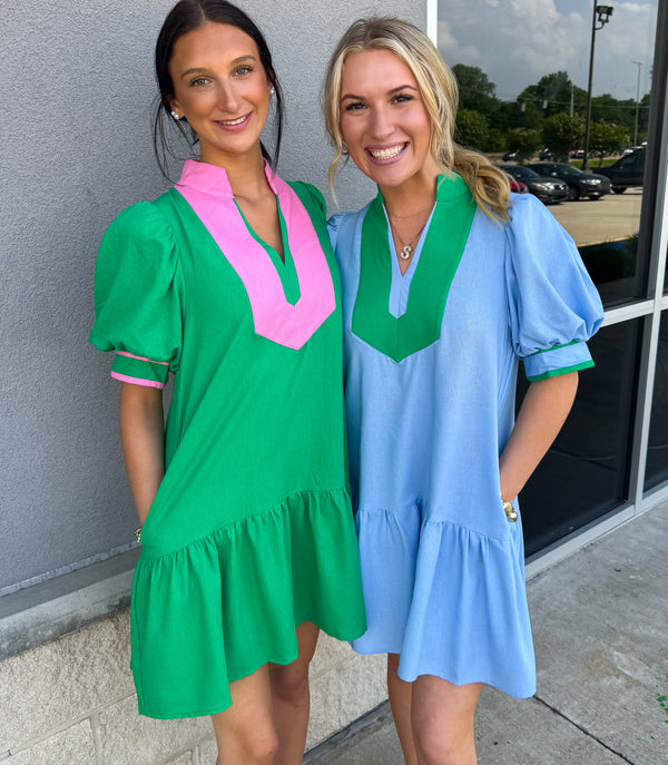 The Duo Dress - Green and Blue