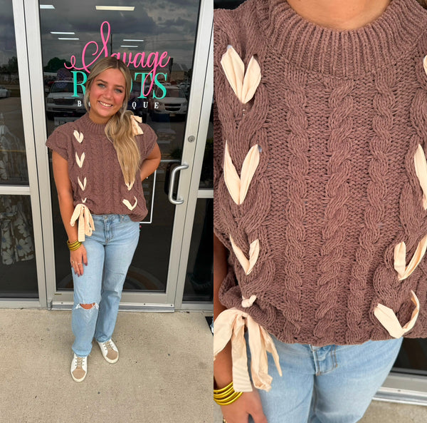 Hot Coco Vibes Ribbon Sweater