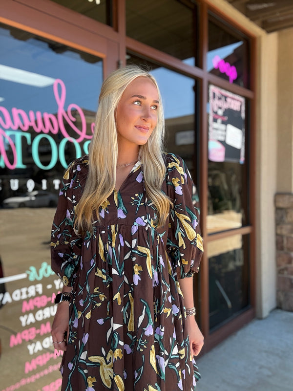 Espresso Floral Dress