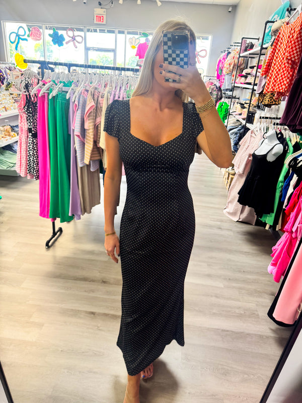 Satin Polka Dot Maxi Dress