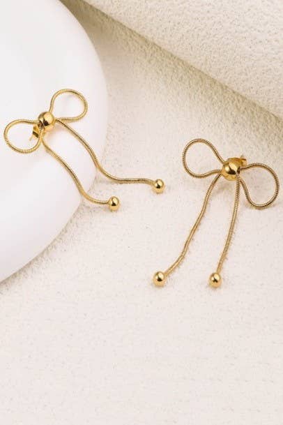 18K STAINLESS STEEL TARNISH FREE BOW EARRINGS
