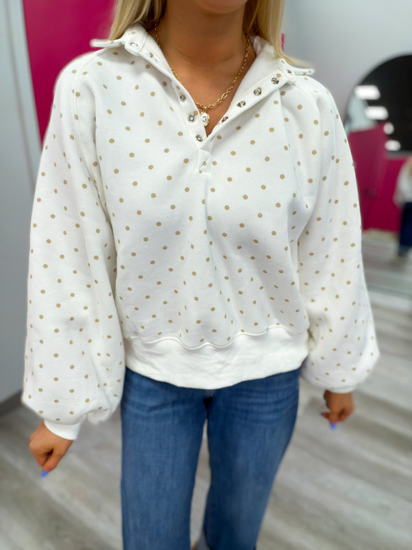Polka Dot Piper Snap Button Pullover