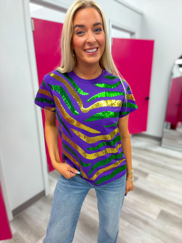 All That Glitters Tiger Stripe Top