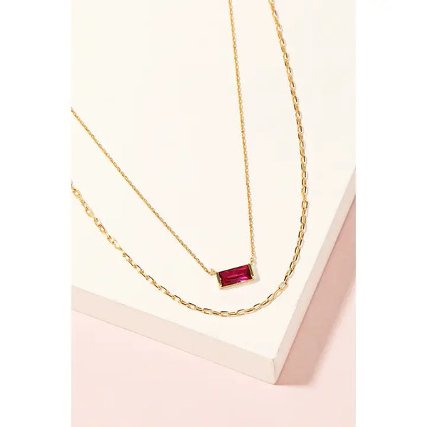 Rectangle Charm Layered Necklace