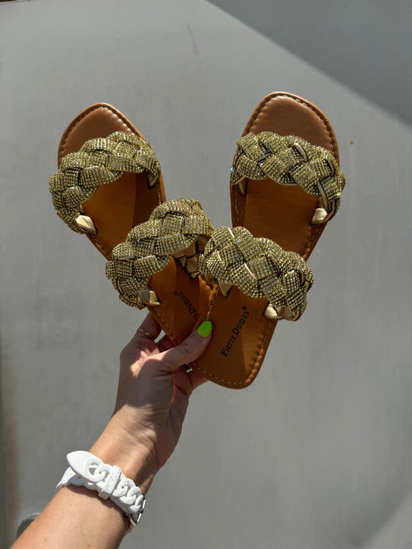 The Chester Sandal Gold Rhinestone