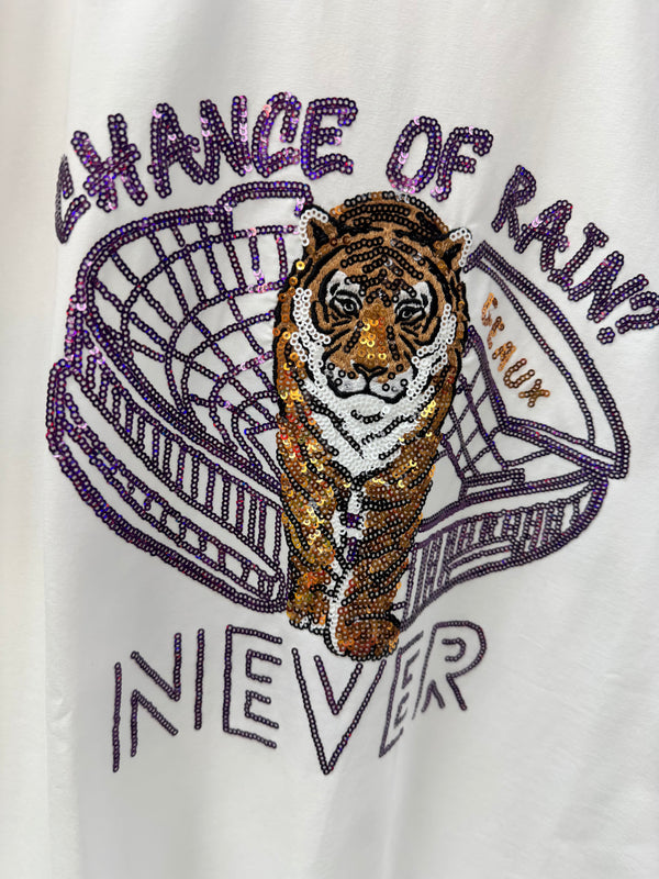 Rain Never Tiger Sequin Top