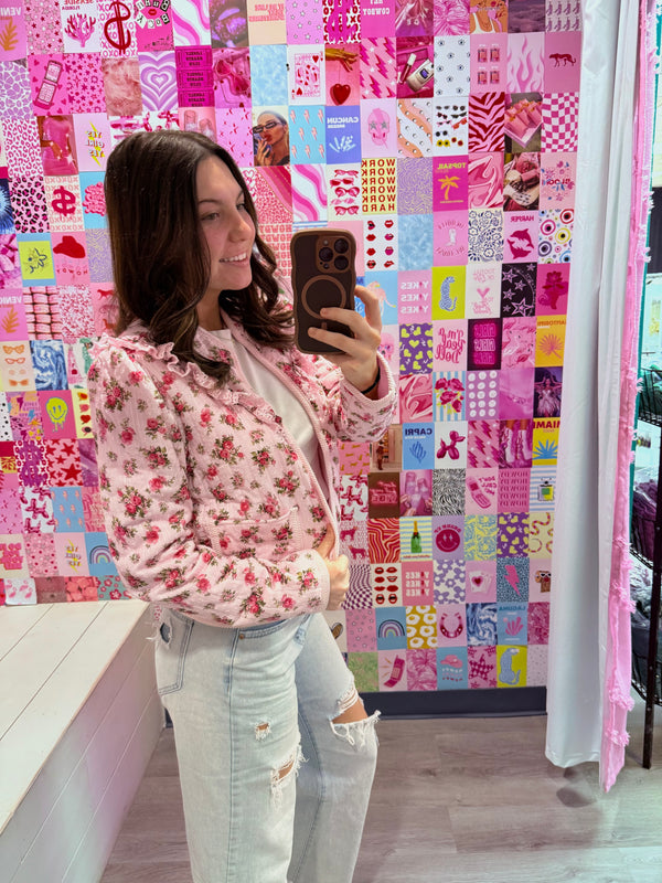 Rose Quilted Ruffle Jacket