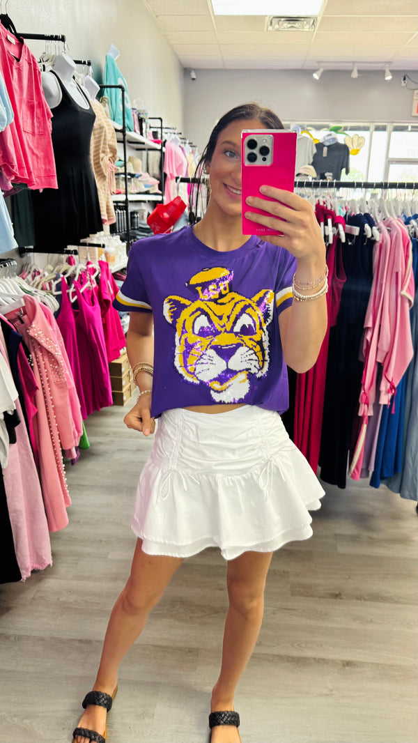 Mini Skort With Gathered Waist & Double Layers