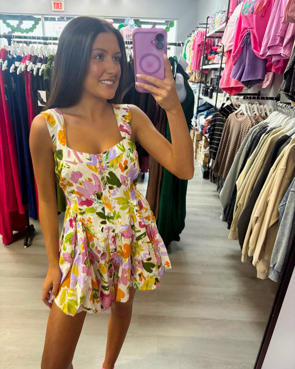 Cream Floral Dress