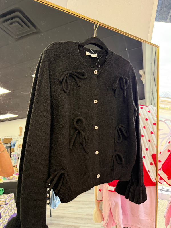 SALE | Bow-Adorned Crewneck Sweater Cardigan | FINAL SALE