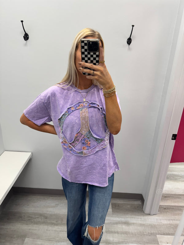 Lavender Peace Sign Tee