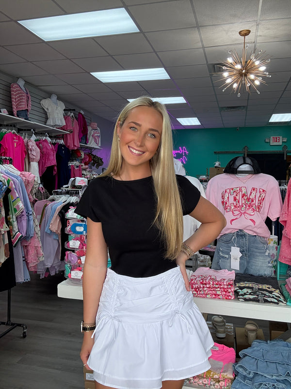 Mini Skort With Gathered Waist & Double Layers