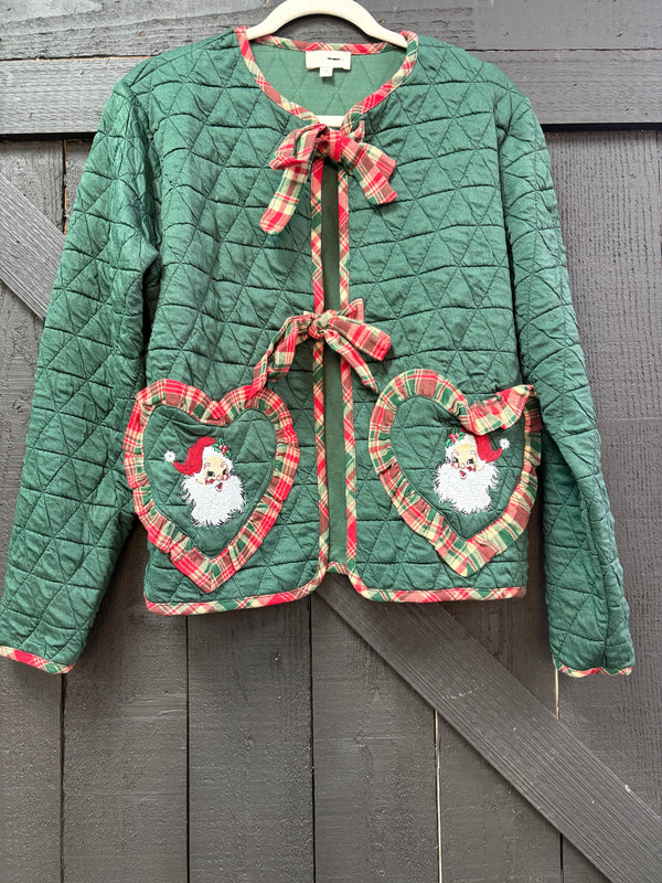 Quilted Santa Heart Jacket | Hunter Green
