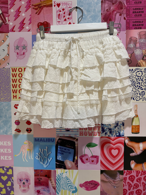 Ruffle Lace White Skirt