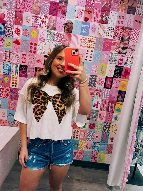 Leopard Bow Waffle Tee