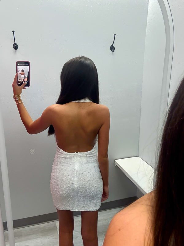 All Eyes on Me Pearl Cowl Neck Dress