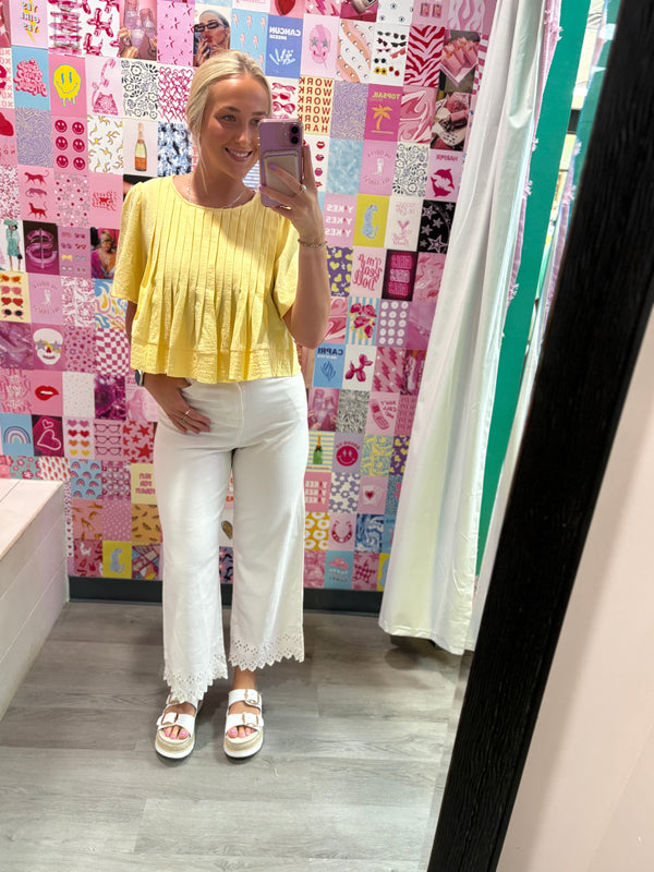 Butter Yellow Pleated Top