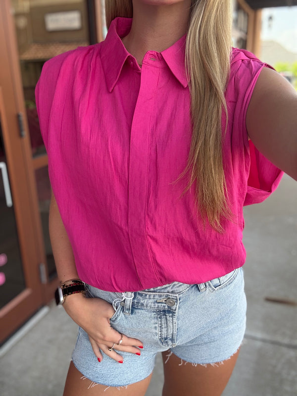 Pink Pleated Bubble Top
