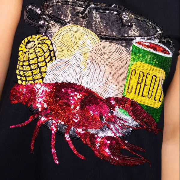 Crawfish Season | Women's Sequin Design Tank -White or Black