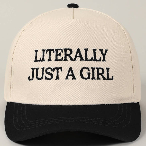Literally Just A Girl Embroidery Two Tone Trucker Hat