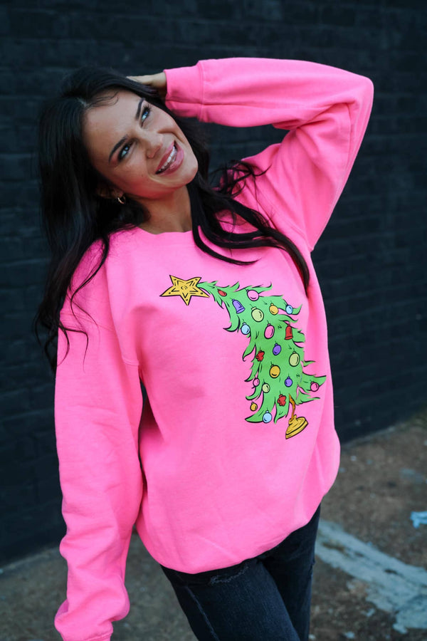 Christmas Tree | Neon Pink | Sweatshirt