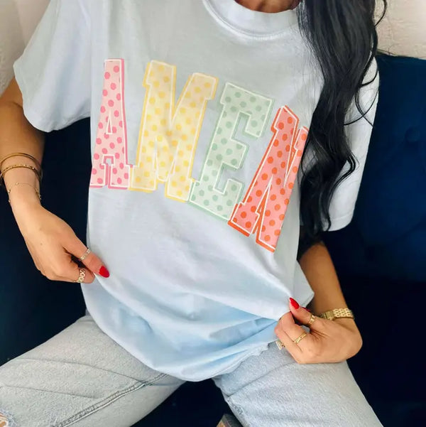 Amen Spring Pastel Polka Dot Tee