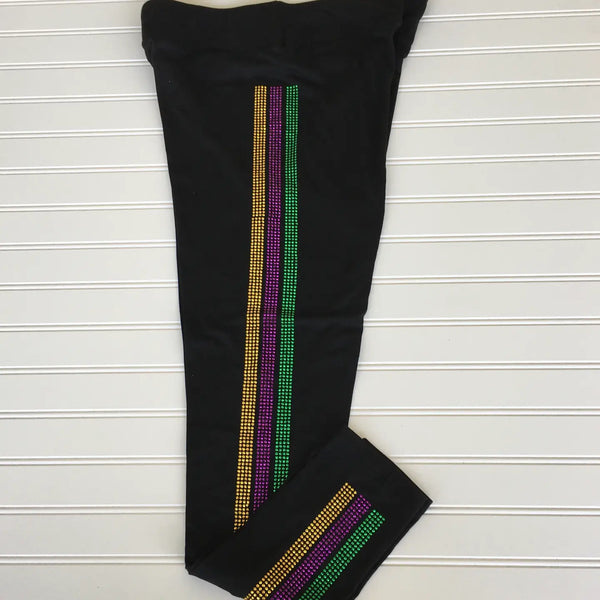 Mardi Gras Rhinestone Leggings