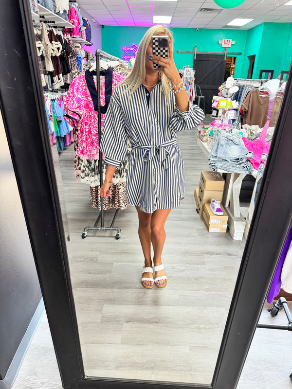 Navy and White Stripe Dress