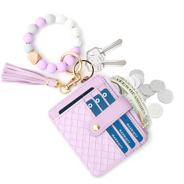 WOVEN PLAID CARD HOLDER MULTI-LAYER KEYCHAIN_CWMM1294