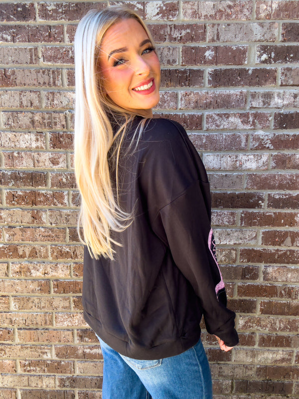 Cowgirl Era | Boot Sequin Fringe Fleece Top