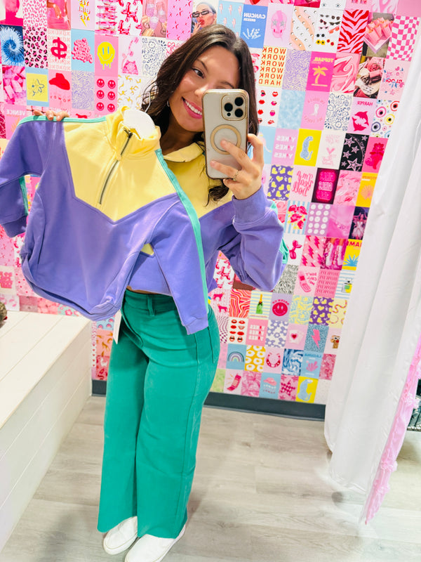Pastel Mardi Gras 1/4 Zip Fleece