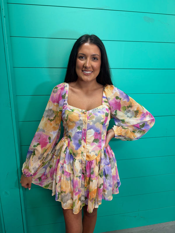 Pastel Pink Yellow Purple Romper