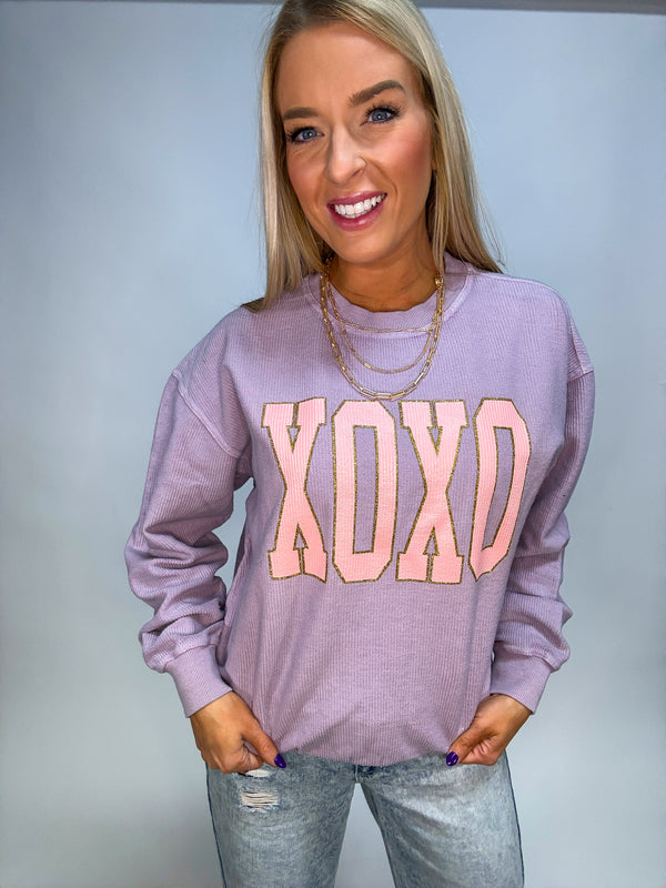 XOXO Glitter Corduroy Sweatshirt