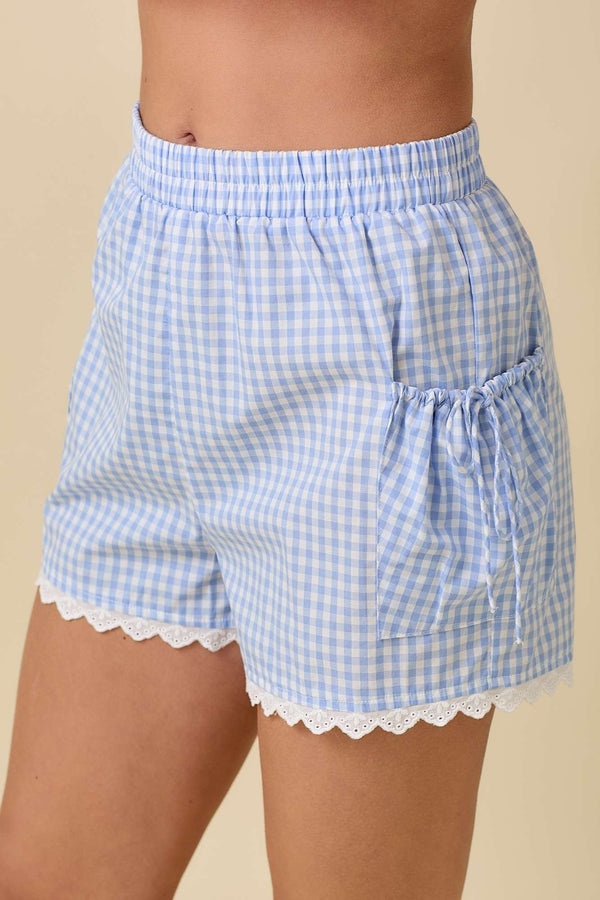 Gingham Shorts With Side Pouch Pocket