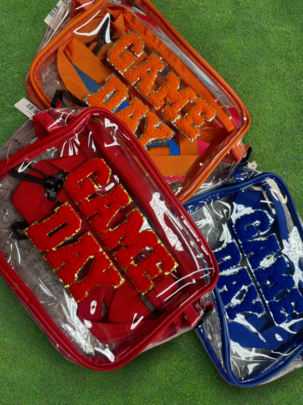 Game Day Patch Letter Clear Purse Orange