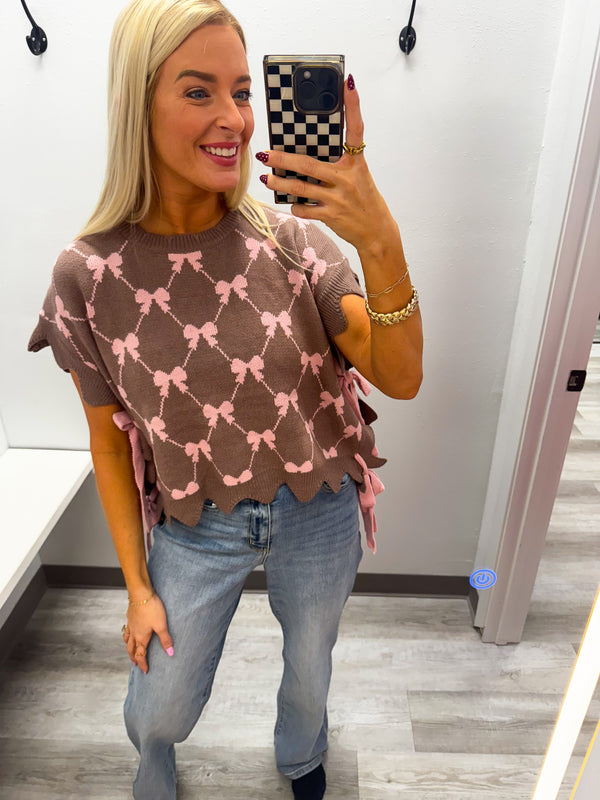 Bow Sweater Mocha Pink