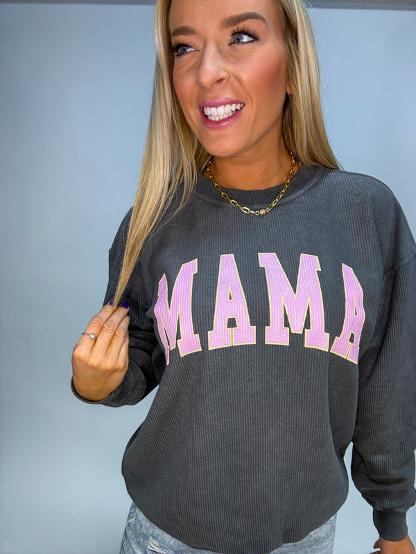 Black and Pink Mama Mineral Wash Sweatshirt