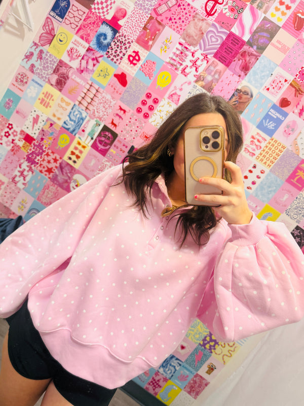 Polka Dot Piper Snap Button Pullover