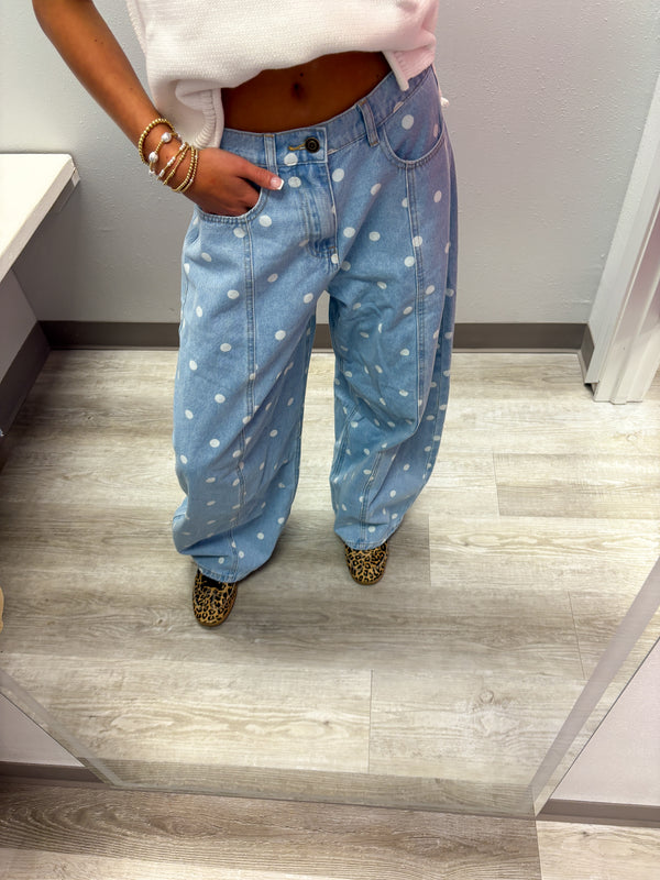 Polka Dot Barrel Jeans