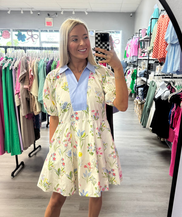 Got To Be Mine Collared Floral Dress | ONLINE ONLY