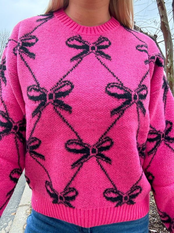 Bow Sweater Pink and Black | FINAL SALE