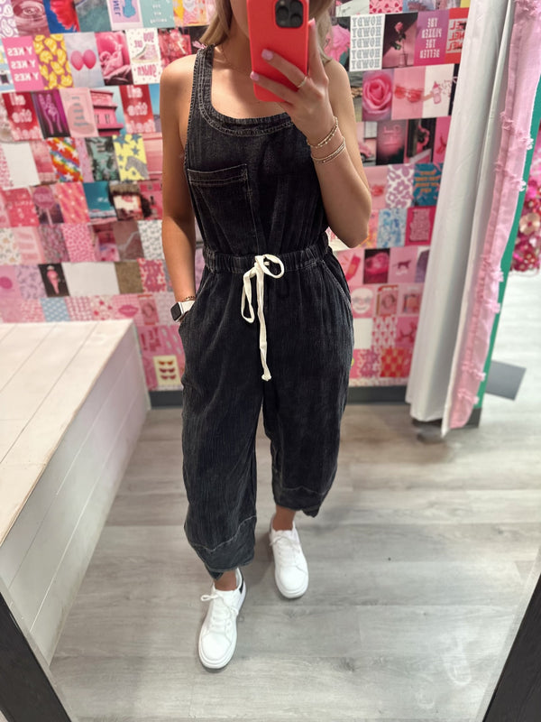 Black Mineral Wash Jumpsuit