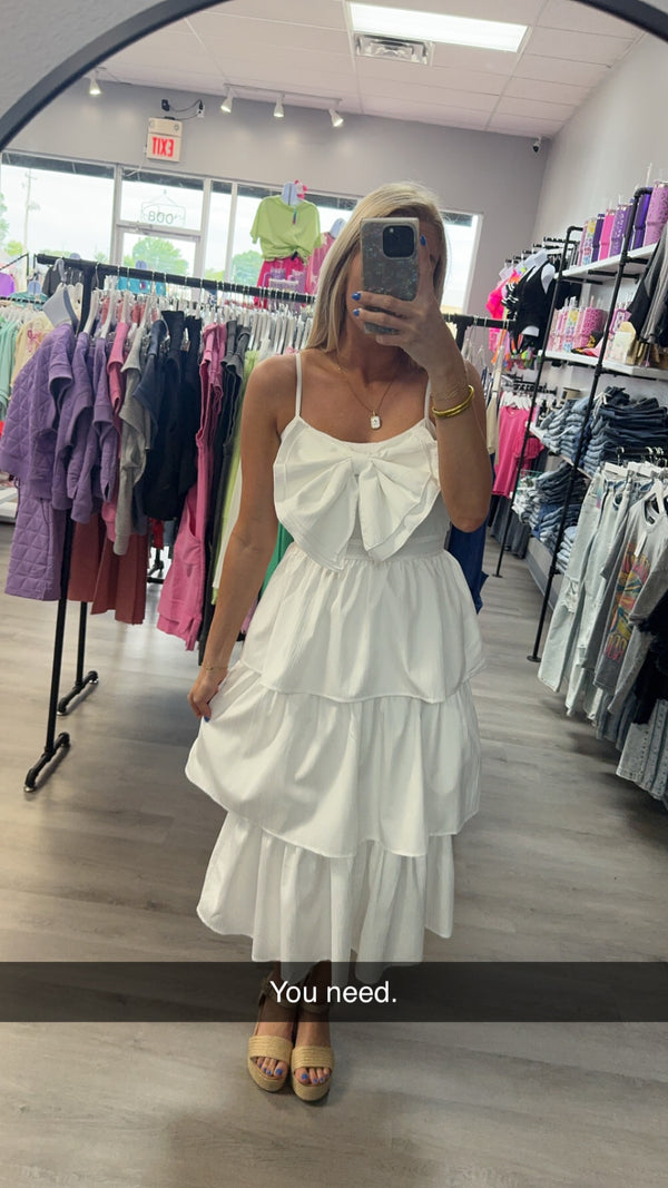 Bow Tiered Midi Dress
