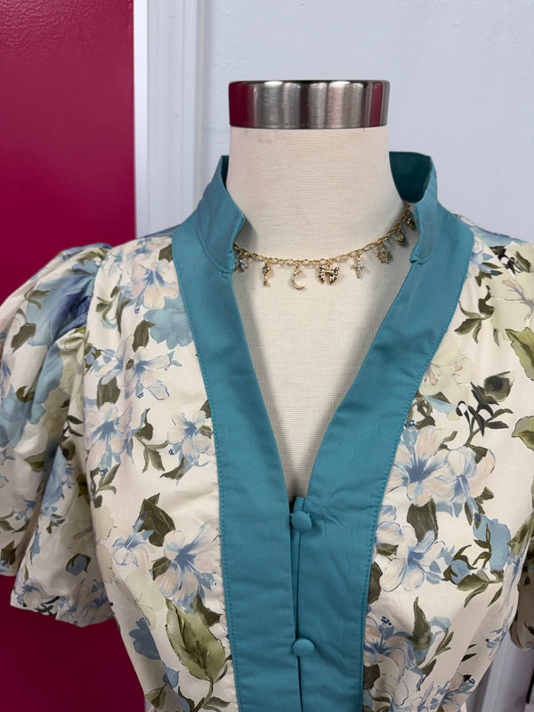 Seafoam Garden Tie-Front Dress