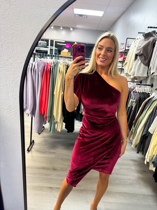 Wine Kisses Velvet Dress | Online Only